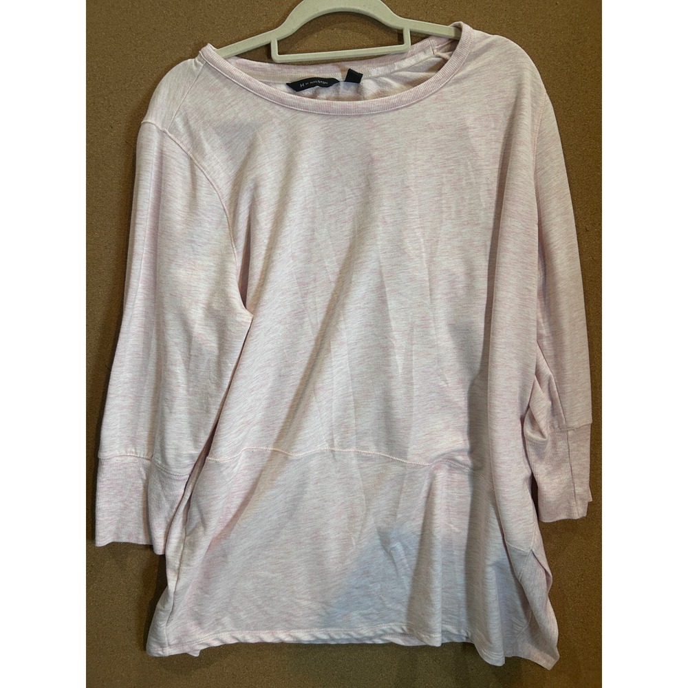 H by Halston Top Womens XL PHeathered 3/4 Sleeve Crew Neck Relaxed Fit Excellent